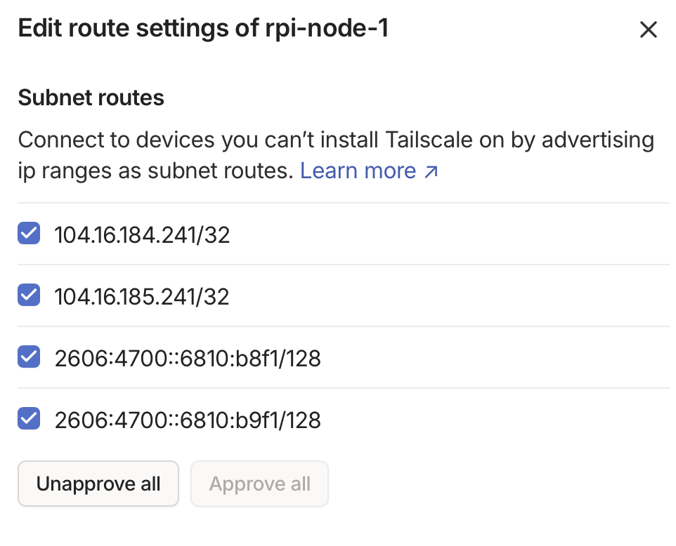 The discovered routes for icanhazip.com
